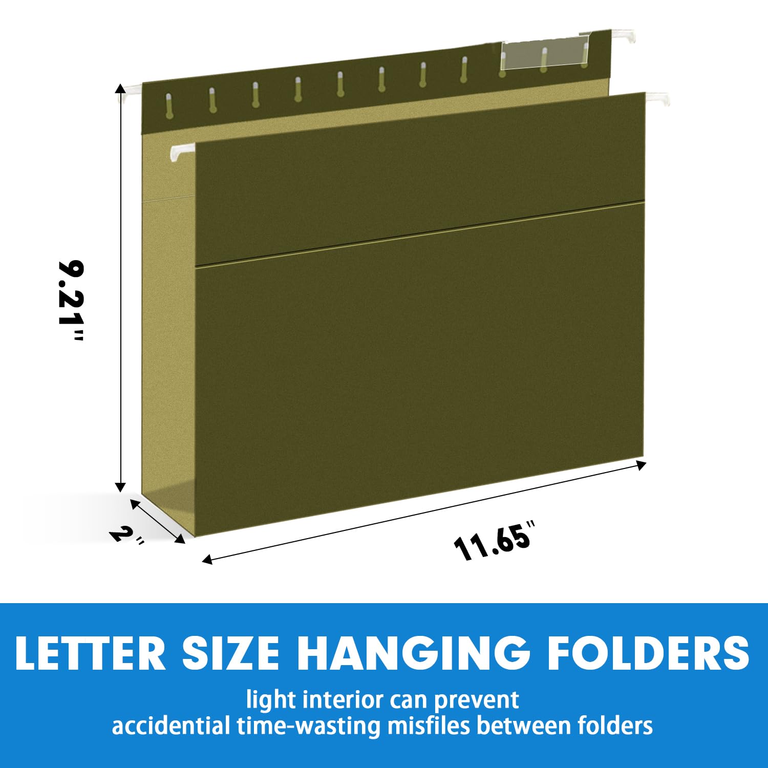 Extra Capacity Hanging File Folders, RAZCC 60 Pack Letter Size Reinforced Hanging Folders with Heavy Duty 1 Inch Expansion for Bulky Files, Filing Cabinet, Adjustable Tabs, Green