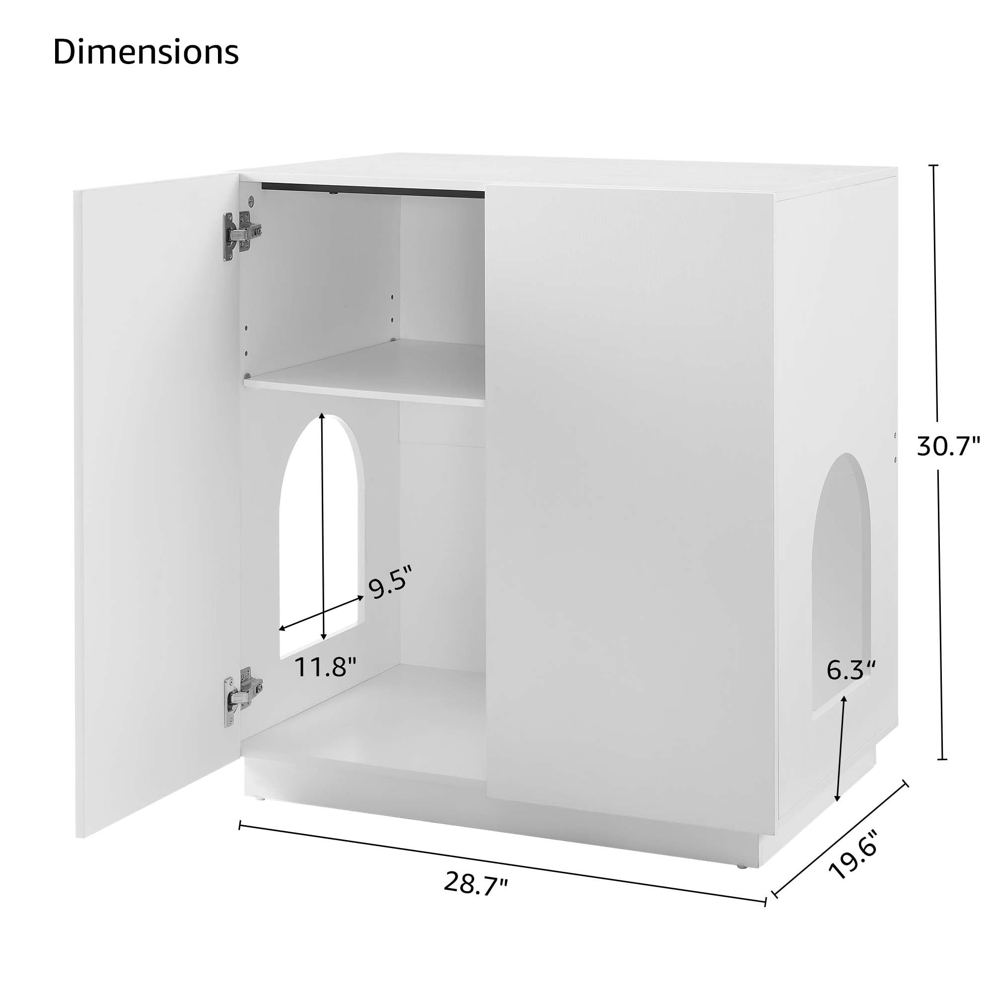 unipaws Extra Large Cat Litter Box Enclosure for Self-Cleaning & Automatic Litter Boxes, Tall Cabinet with Charging Station, Wooden Dog Proof Hidden Cat House for Top Entry Litter Box