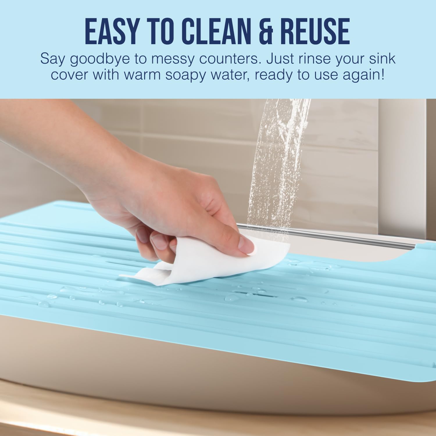 Maplefield Bathroom Sink Cover for Counter Space, Heat Resistant Silicone Sink Mat for Your Beauty Routine, Small Bathroom Space Saver Sink Cover for Makeup (Beige Large, 22" x 15" x 2" Inches)