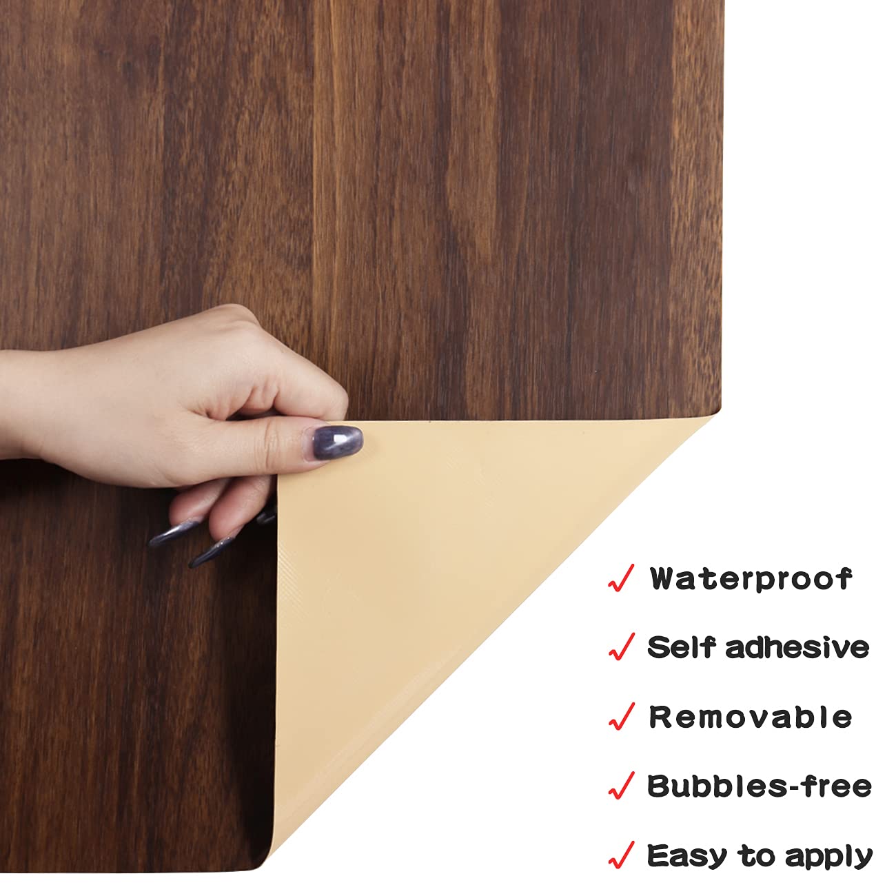 Decotalk Wood Contact Paper Wood Grain Contact Paper for Countertops Walnut Wood Countertop Vinyl Wrap Peel and Stick Wallpaper Dark Brown Wood Self Adhesive Contact Papers for Cabinets 12x120 inch