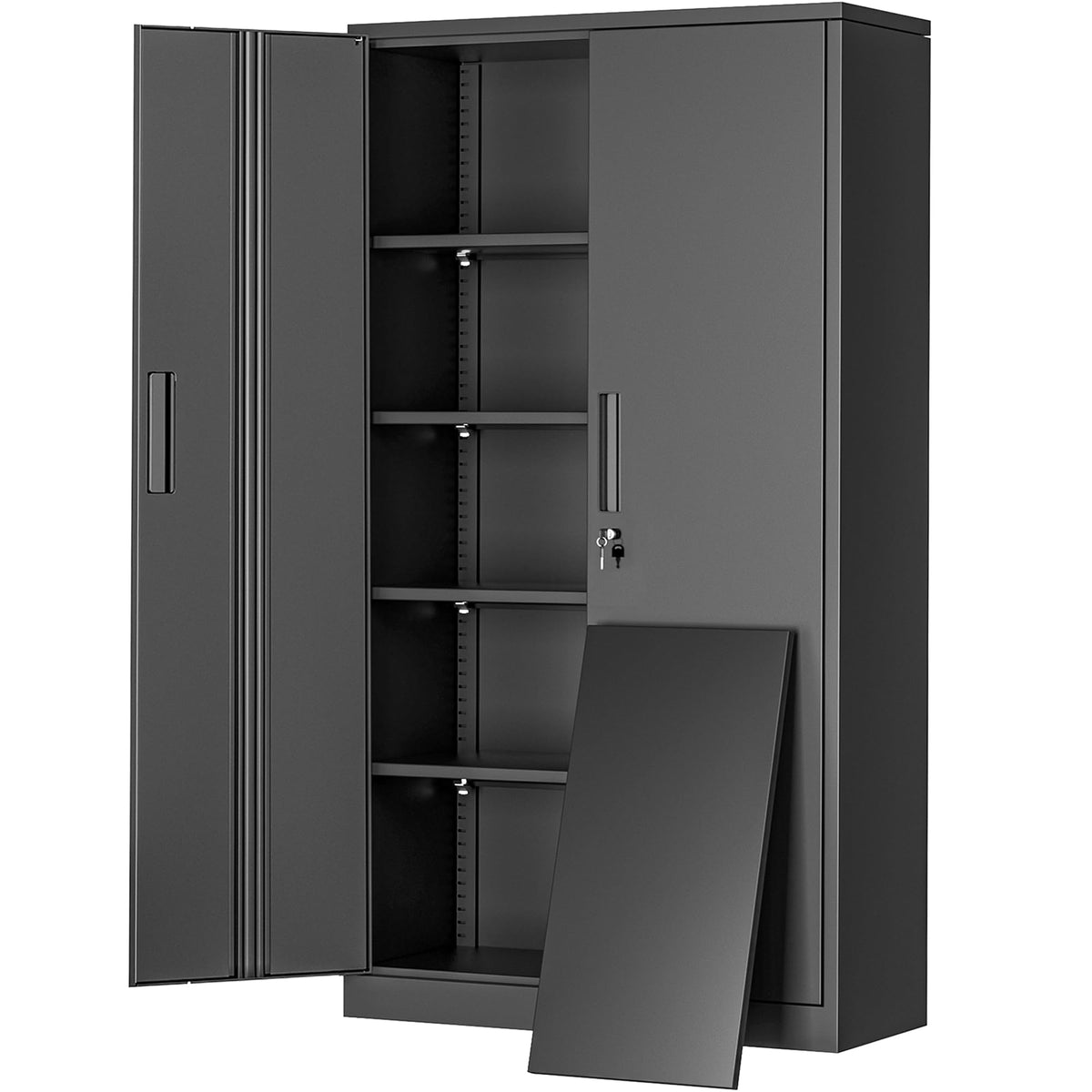 Greenvelly Metal Storage Cabinet, 36" Locking Storage Cabinet with Doors and Shelves, Lockable Storage Cabinets for Home Office, Utility Locker Cabinet, Steel Garage Cabinet with 2 Keys, Black