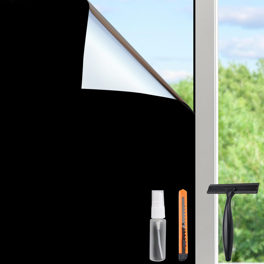 HIDBEA Frosted Window Privacy Film Heat Control UV Blocking, Static Cling Non-Adhesive Reusable Door coverings for Bathroom Home Office (Frosted 11.8 Inch x 6.5 Feet)