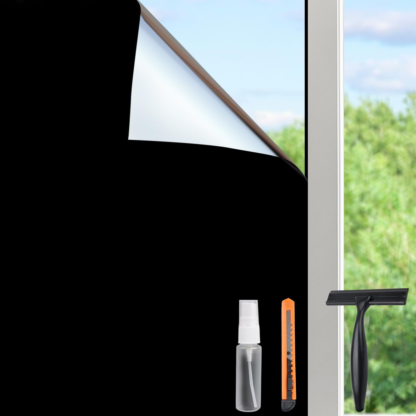 HIDBEA Frosted Window Privacy Film Heat Control UV Blocking, Static Cling Non-Adhesive Reusable Door coverings for Bathroom Home Office (Frosted 11.8 Inch x 6.5 Feet)