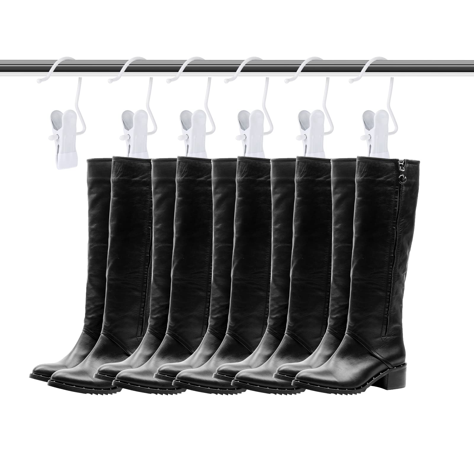 Hotop 20 Pieces Boot Hanger Clips for Closet, Laundry Hanging Hooks Heavy Duty Clips Boot Holder Portable Single Hooks Space Saving for Pants Jeans Clothes Hats Tall Towels (Black)