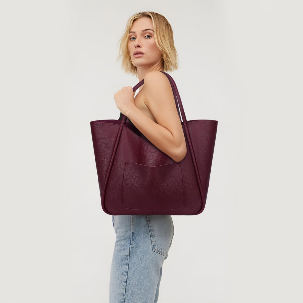 KKXIU Tote Bag for Women Vegan Leather Shoulder Purse Large Capacity Travel Bag