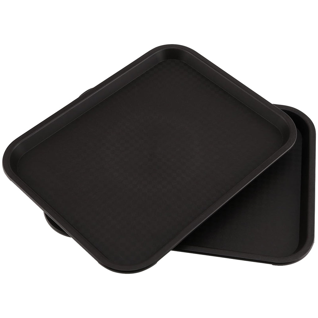 ZOENHOU 6 Pack 14 x 10 Inch Fast Food Tray, Rectangular Cafeteria Serving Trays, Plastic Trays for Food, Black