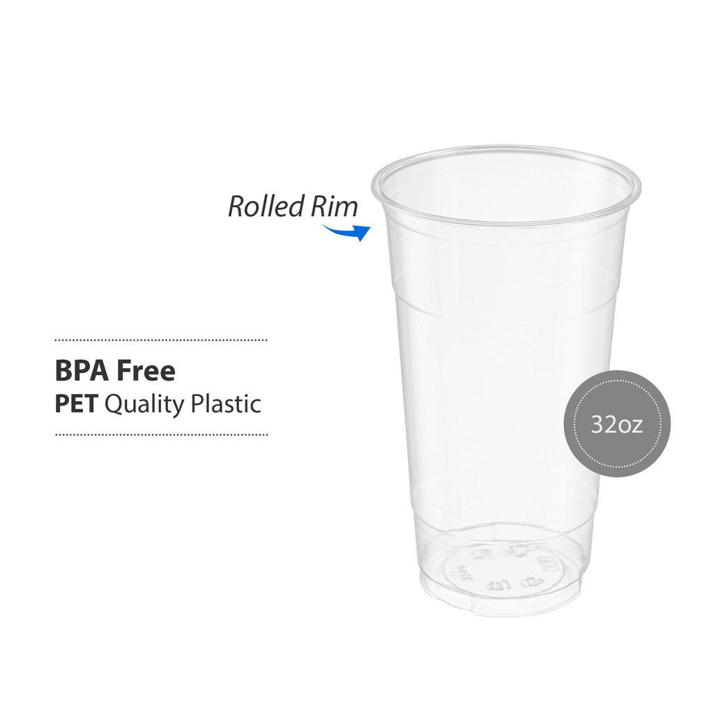 Crystal Clear PET Cups for Iced Coffee,Milkshake, Cold Drinks, Slush, Smoothy's, Slurpee, Ice cream, Dessert, Party's, Plastic Disposable Cups (50, 12 oz)