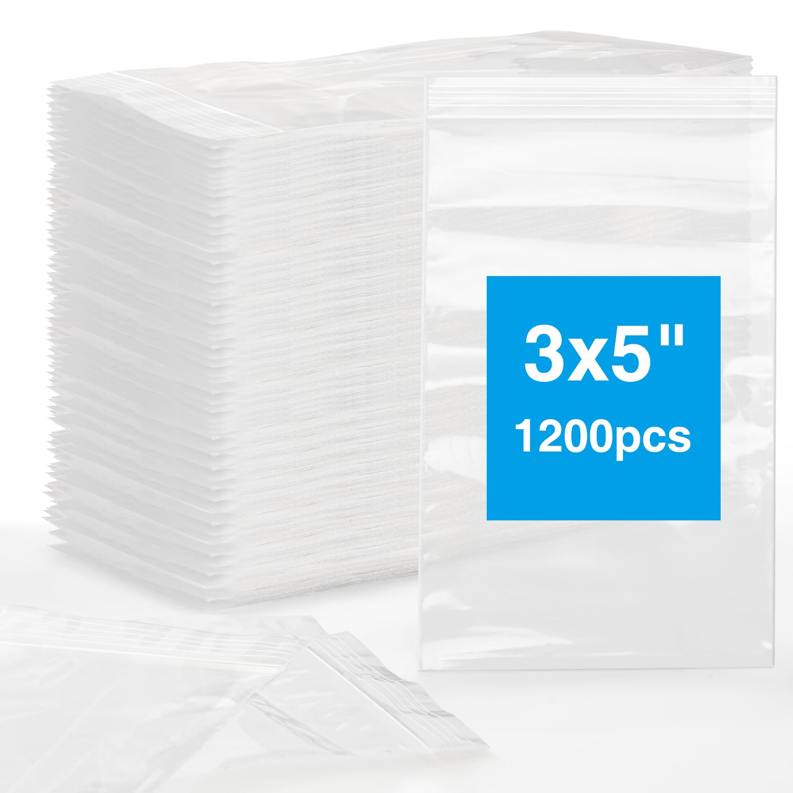 1200pcs 1.5" x 1.5" 2 Mil Clear Plastic Zip Bags, Bulk Jewelry Bag, Poly Bags with Resealable Zip Top for Pills, Meds, Jewelry, Travel, Storage, Packaging, Shipping