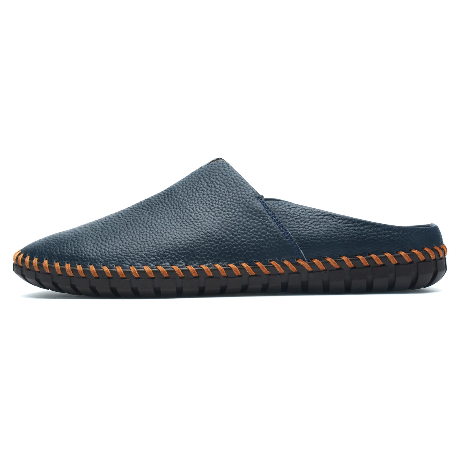 Men’s Slip-On Loafers Mules Clog Handmade Leather Slippers Hand Stitched no-Heel Casual Shoes for Men Breathable Comfortable Soft