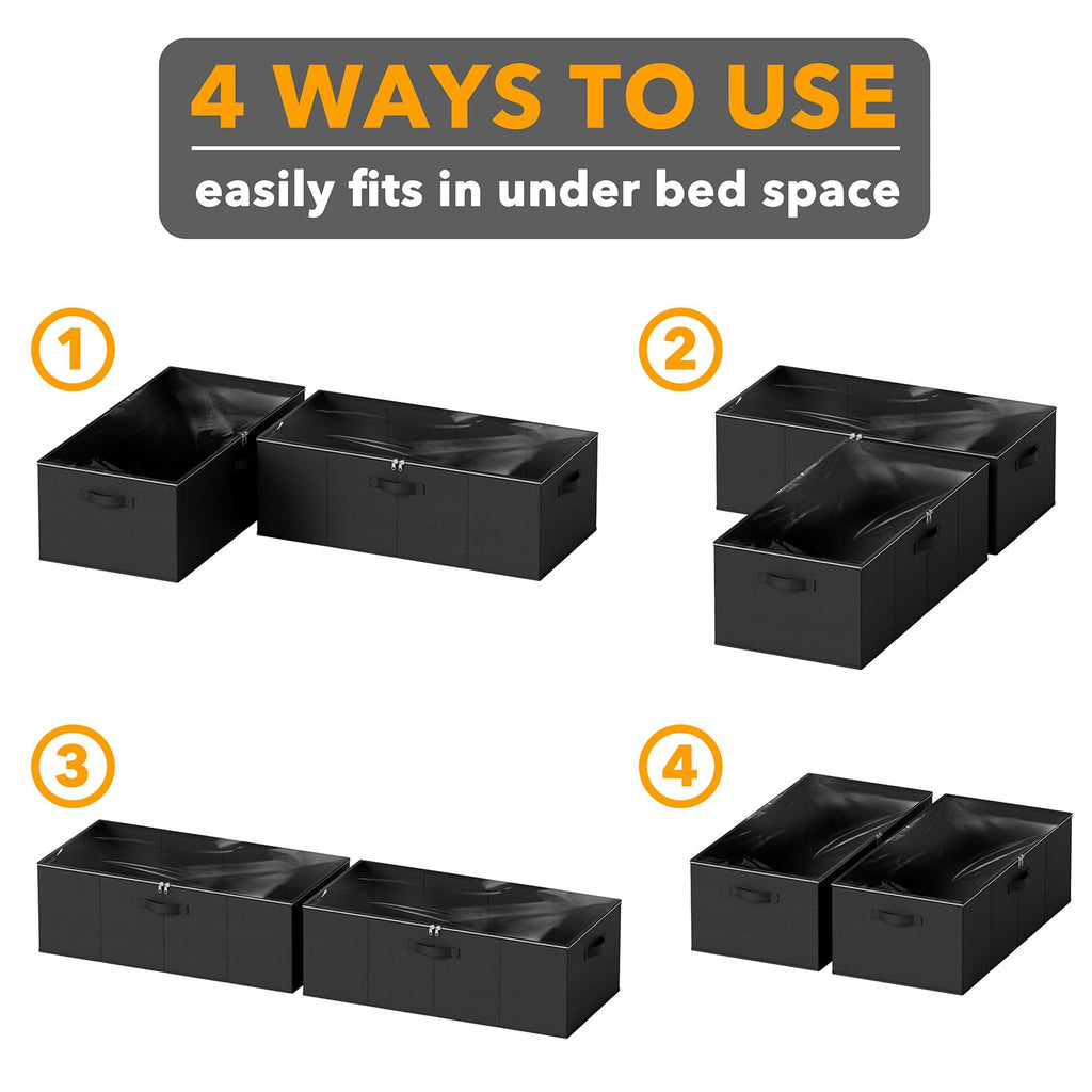 SpaceAid Paquete de 2 Contenedores de Almacenamiento Debajo de la Cama de 10" de Alto, Organizadores Grandes de Almacenamiento Debajo de la Cama con Tapas para Dormitorio, Residencia Estudiantil, Ropa