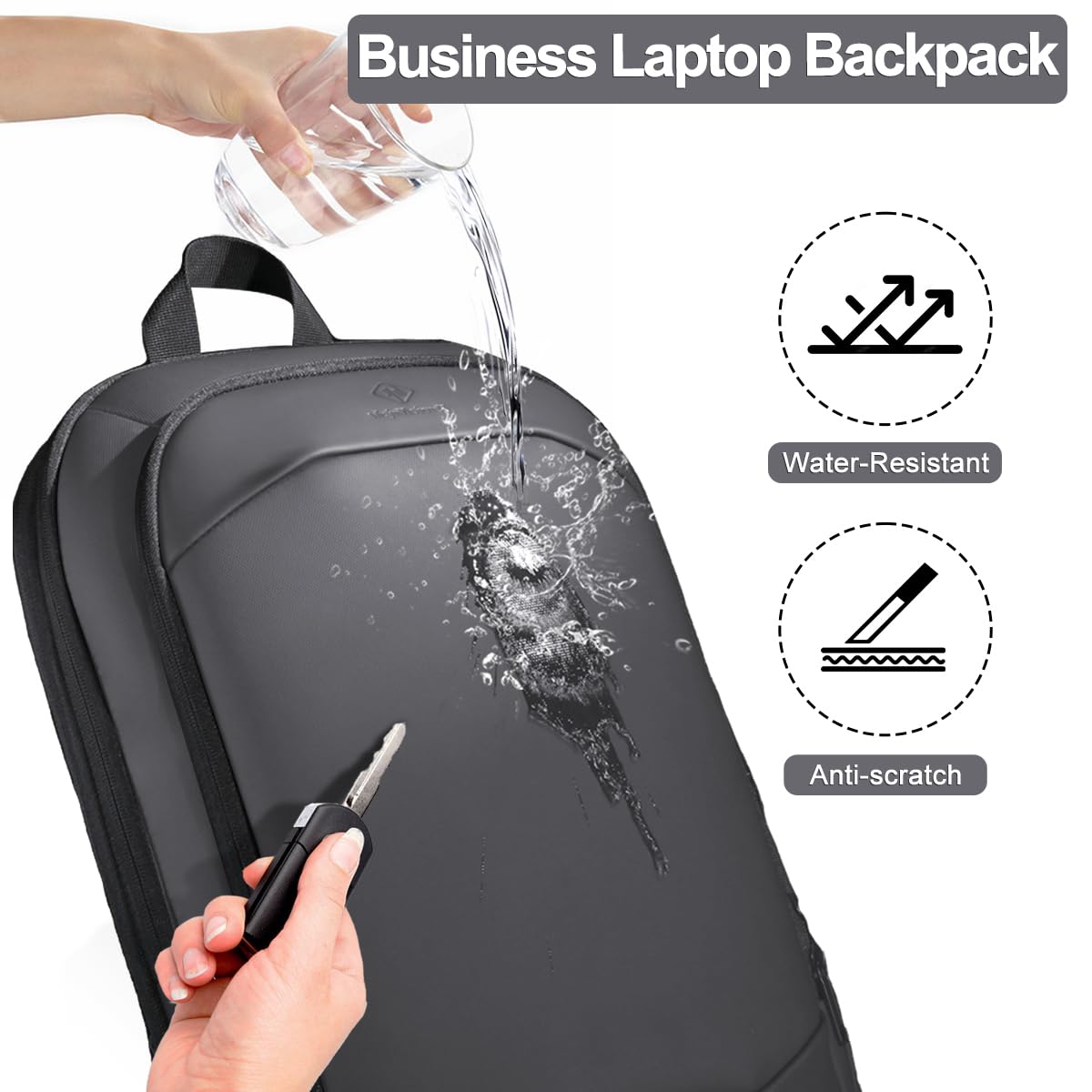hk Business Backpack for Men 15.6 Inch,Slim & Expandable Waterproof Travel Laptop Backpack, Anti-Theft Lightweight Work Computer Bag, College Laptop Backpacks Gifts for Men Women-Black