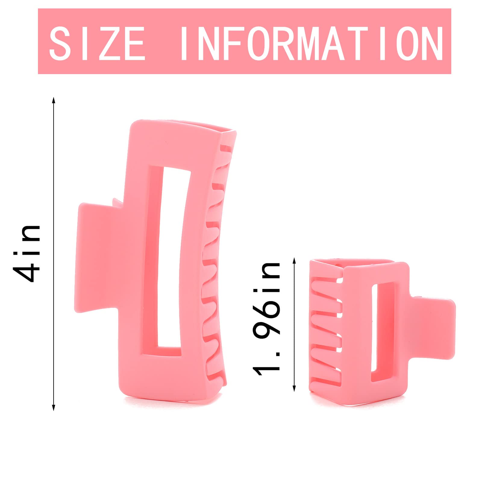 12 Pack Black Square Claw Clips, Big and Small Neutral Rectangle Hair Claw, Non-slip Matte Large Hair Clips for Women,Strong Hold jaw clip for Thick Thin Hair