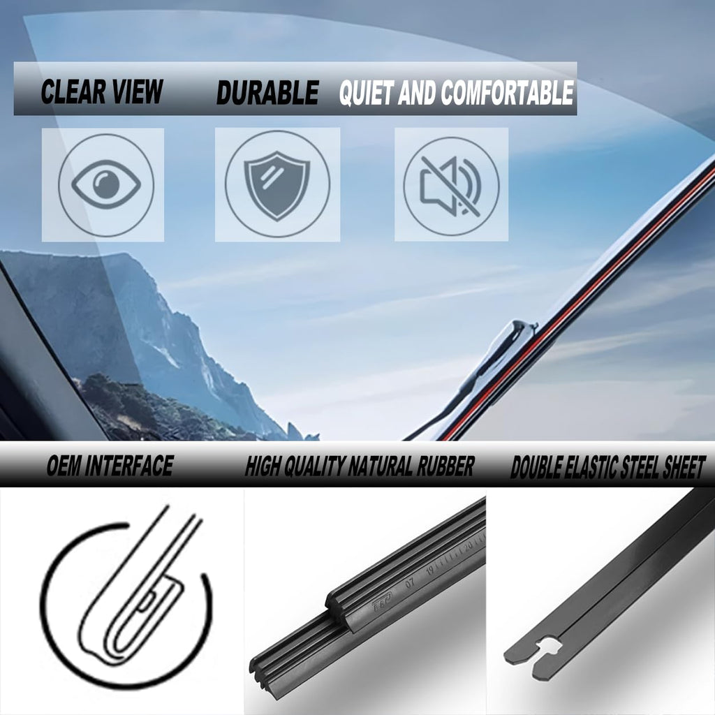ATTKE OEM Quality Front Windscreen Wiper Blades for Jeep Wrangler 1997-2006/Porsche 911 1978-1994/Suzuki Samurai 1986-1995 (13″+13″ Front Windshield Wiper Blade Set)