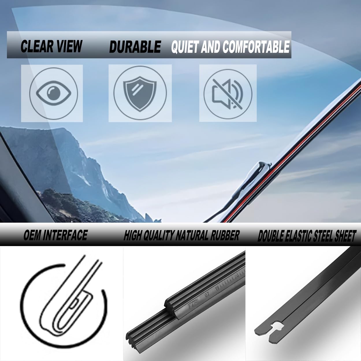ATTKE OEM Quality Front Windscreen Wiper Blades for Jeep Wrangler 1997-2006/Porsche 911 1978-1994/Suzuki Samurai 1986-1995 (13″+13″ Front Windshield Wiper Blade Set)