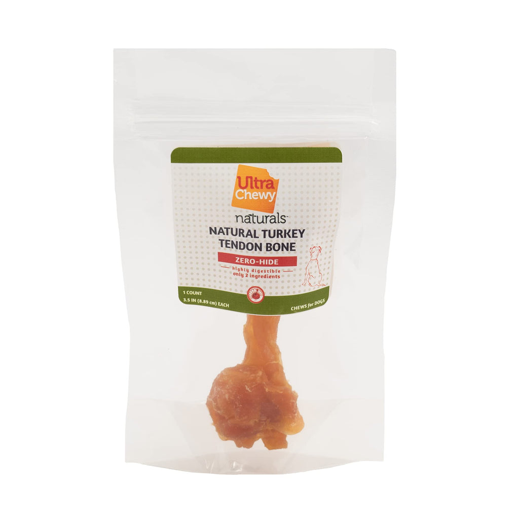 Ultra Chewy Turkey Tendon Knotted Bones for Dogs - Premium All-Natural, Hypoallergenic, Long-Lasting Dog Chew Treat, Easy to Digest - Ingredient Sourced from USA (3.5 Inch - 4 Pack)
