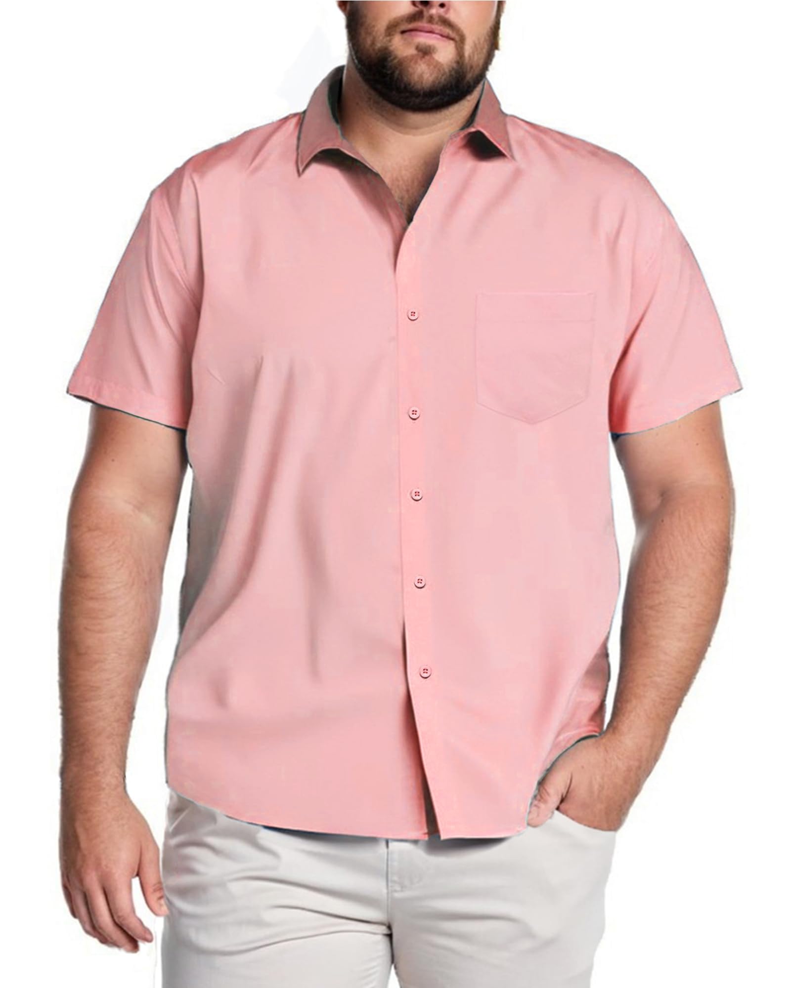 COOFANDY Big & Tall Shirts for Men Short Sleeve Button Down Casual Dress Shirts