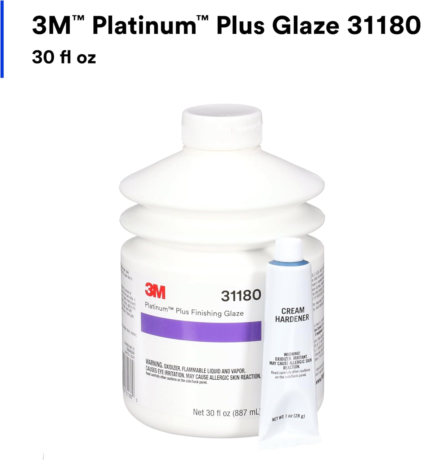 3M Platinum Plus Glaze, 31180, Two-Part Premium Selfleveling Finishing Glaze, 30 fl oz/887 mL