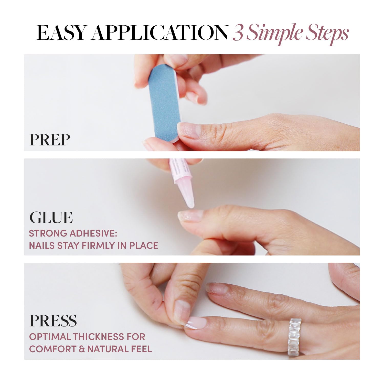 Glamnetic Press On Nails - Cashmere Blue | Opaque Soft Pale Sky Blue Short Squoval Fake Nails, Salon Quality | 15 Sizes - 30 Nail Kit
