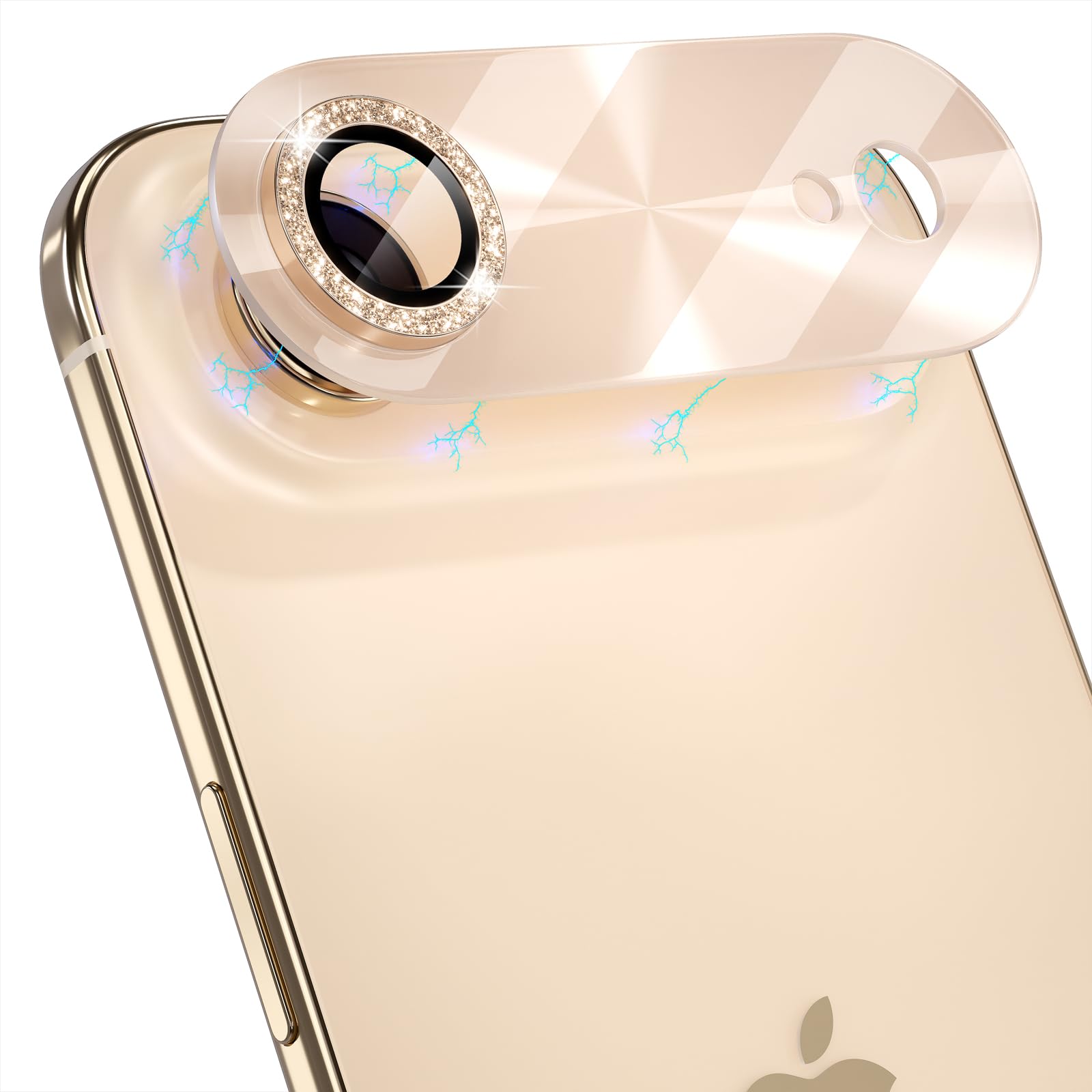 Choiche Compatible for iPhone 16 Pro/iPhone 16 Pro Max Camera Lens Protector, Bling Camera Cover with 9H Tempered Glass Lens Screen Protector Metal Ring Decoration Accessories(Black)