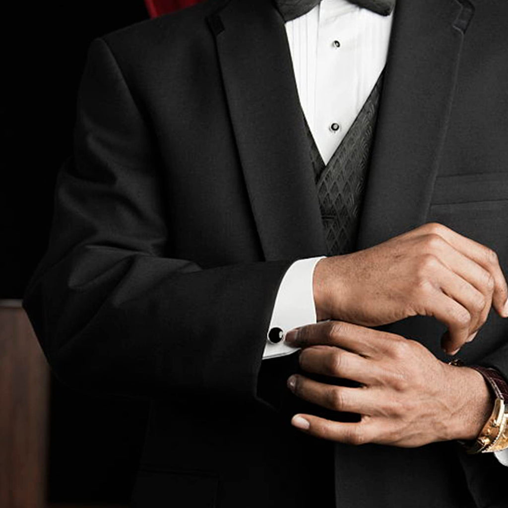 Men's Cufflinks & Tuxedo Studs Set - 316L Stainless Steel Formal Wedding Jewelry, Groomsmen Gift Set with Gift Box