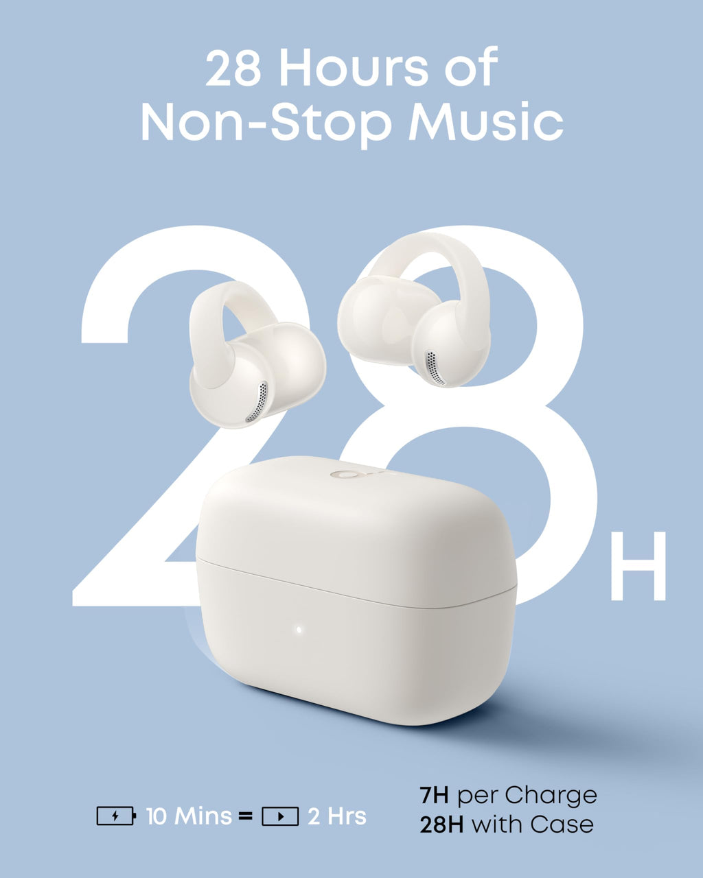 Soundcore C50i by Anker Open Ear Earbuds, Clip-On Headphones Over Ear for Running Workout, 12mm Drivers Powerful Bass, IP55 Waterproof, Bluetooth 6.0 Hi-Res, FlexiClip Design
