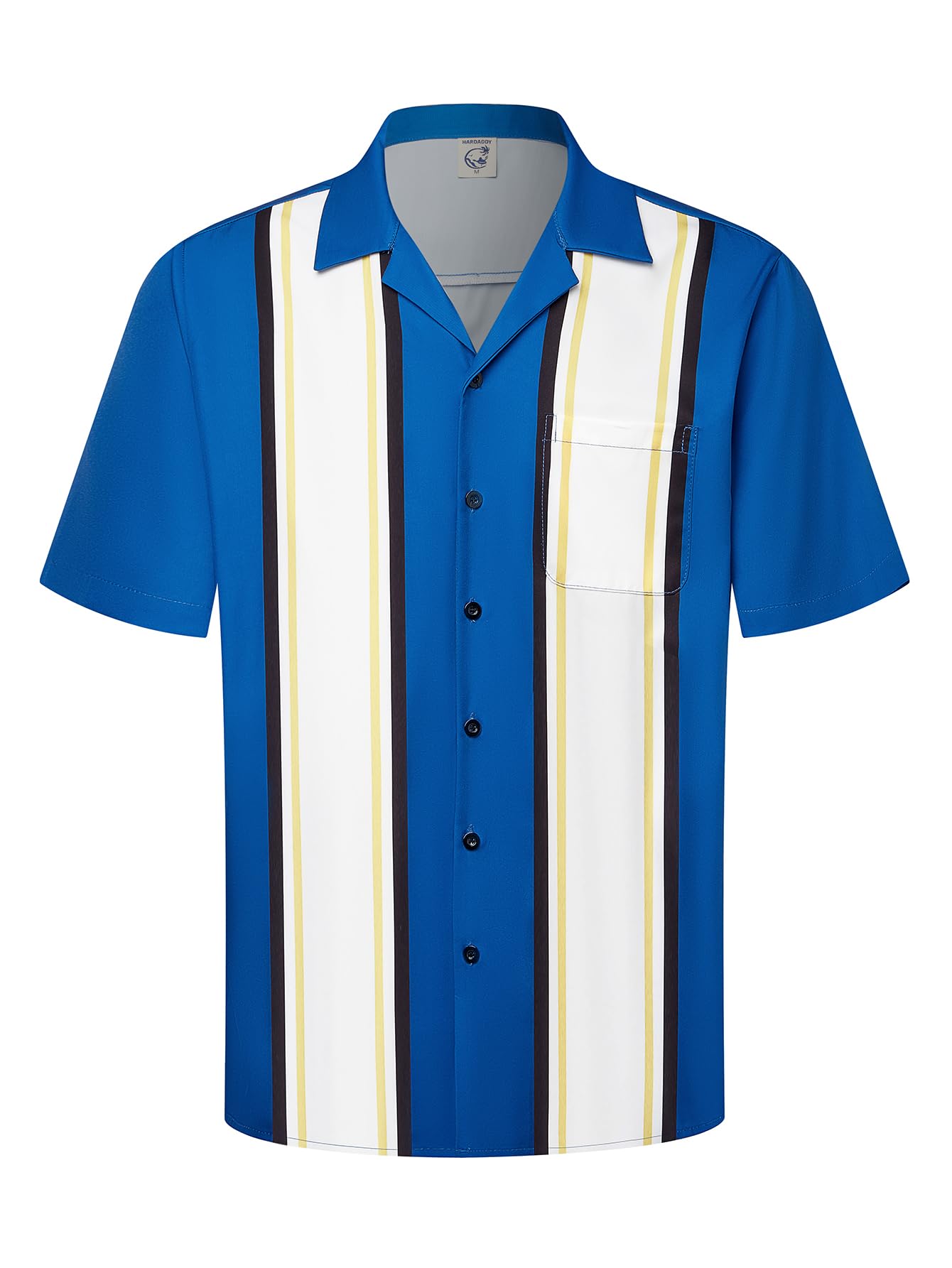 Hardaddy Men's Camp Collar Retro Vintage Bowling Button Down Shirt with Pocket Casual Short Sleeve Beach Shirts Summer