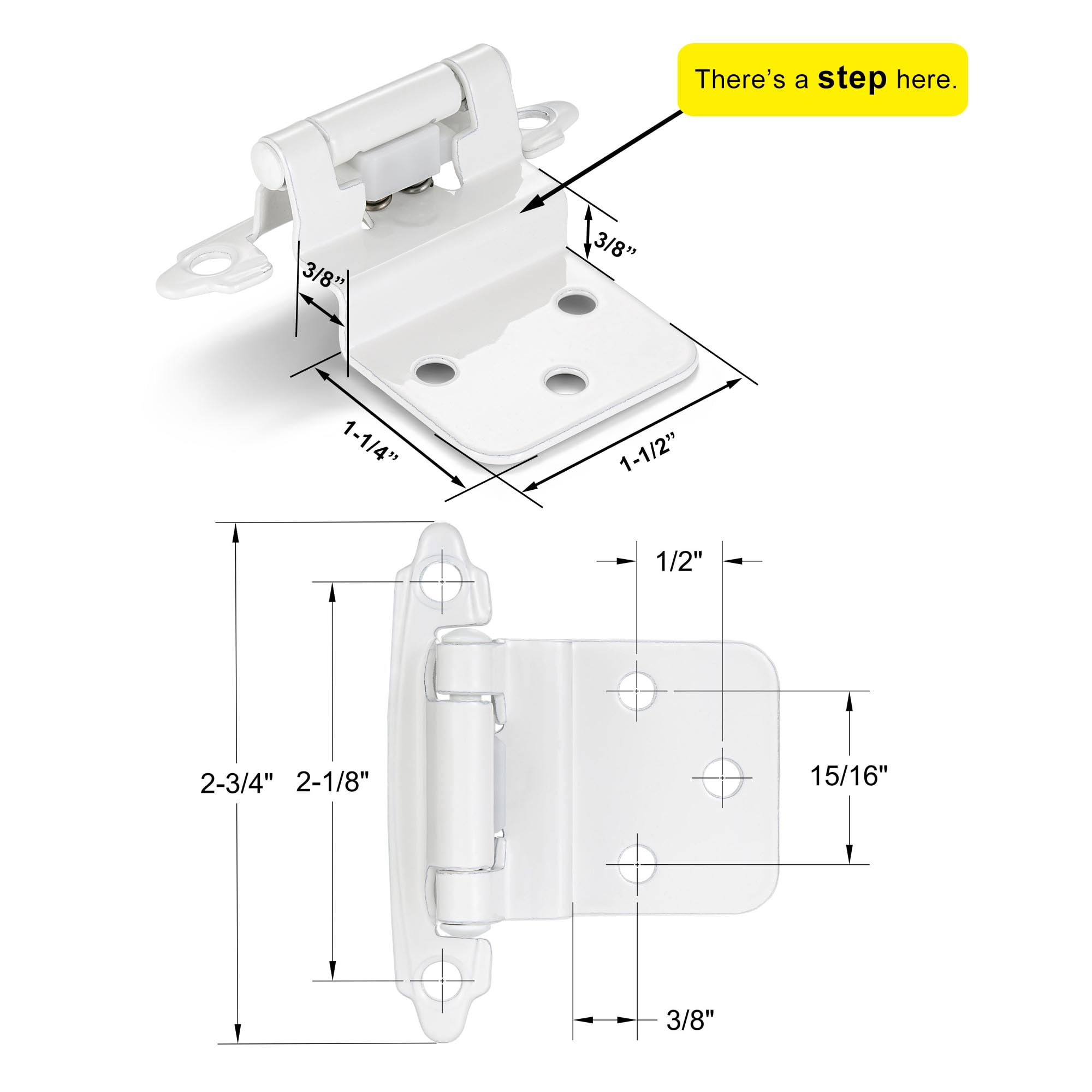 4 Pack (2 Pairs) Antique Brass Self Closing Cabinet Hinges for Kitchen Cabinet Door, 1/2" Overlay (Variable) Semi Concealed Kitchen Cabinet Hinges