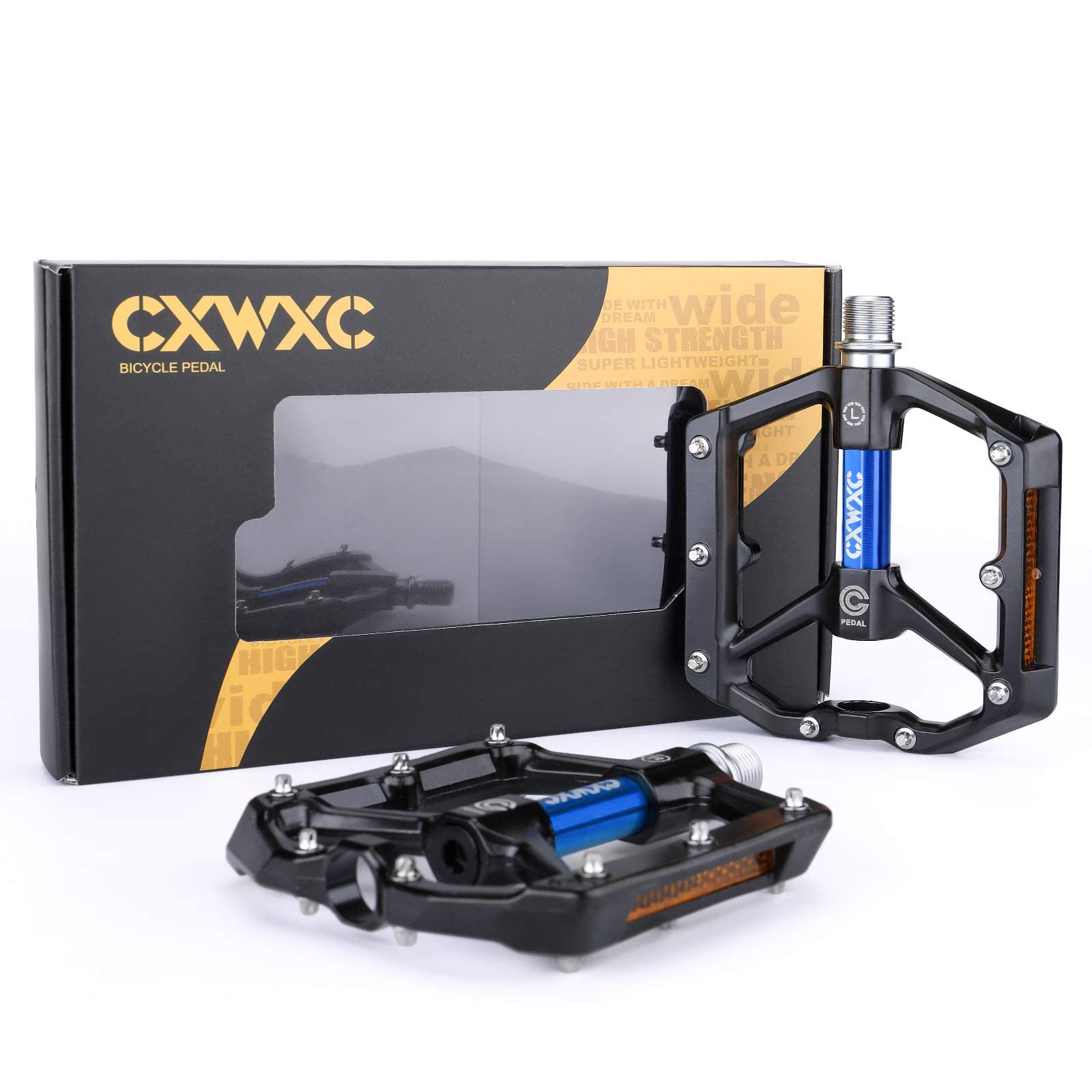 CXWXC Road/MTB Bike Pedals - Aluminum Alloy Bicycle Pedals - Mountain Bike Pedal with Removable Anti-Skid Nails