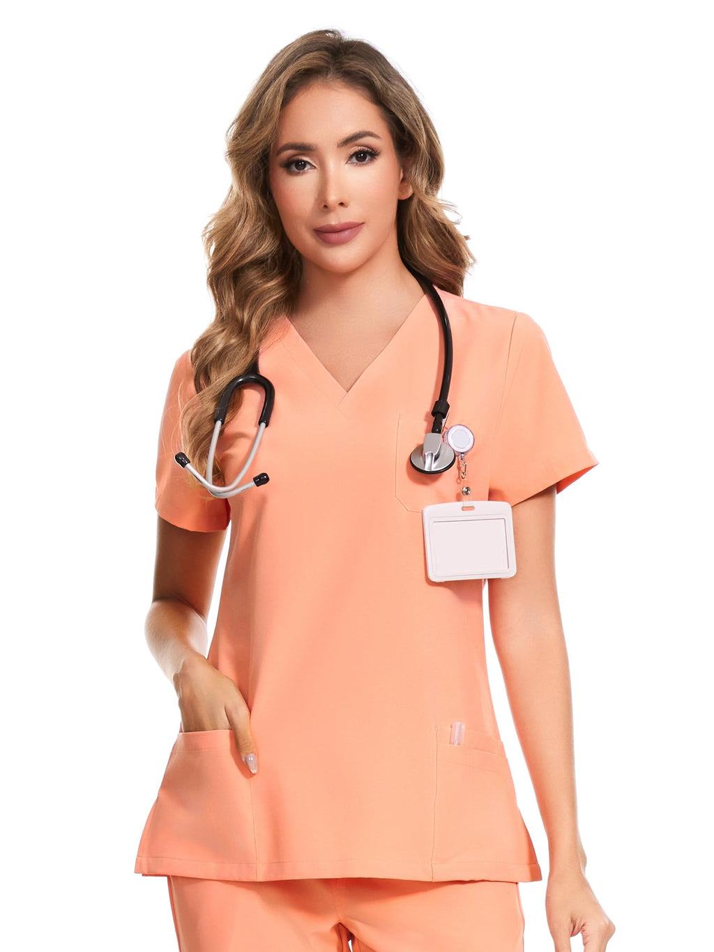 COZYFIT Scrub Tops for Woman - Soft Stretch, V-Neck Top Scrubs with 3 Pockets, Easy Care for Women