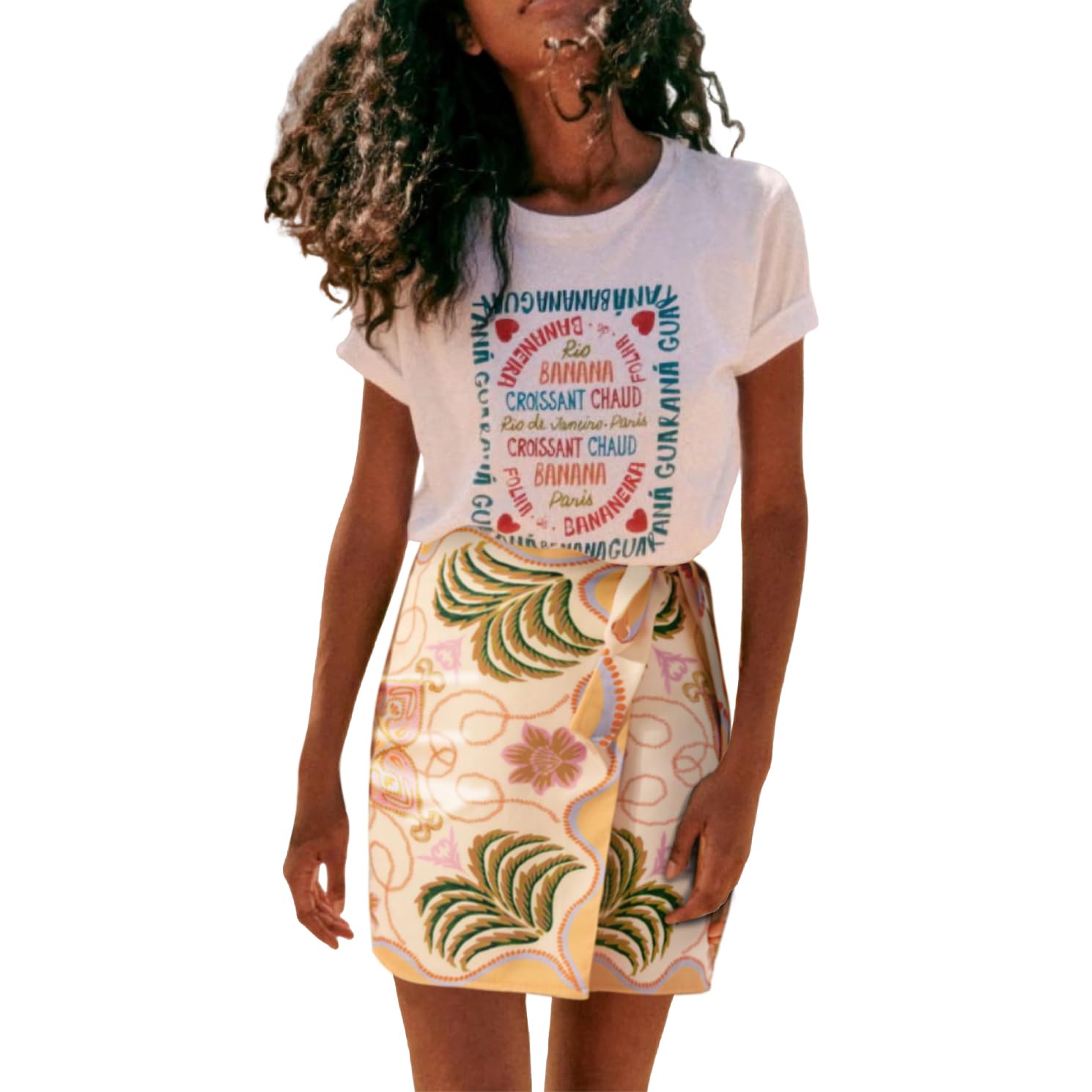 Womens Summer Floral Wrap Short Skirt Tie Side High Waist A Line Beach Vacation Boho Mini Skirt