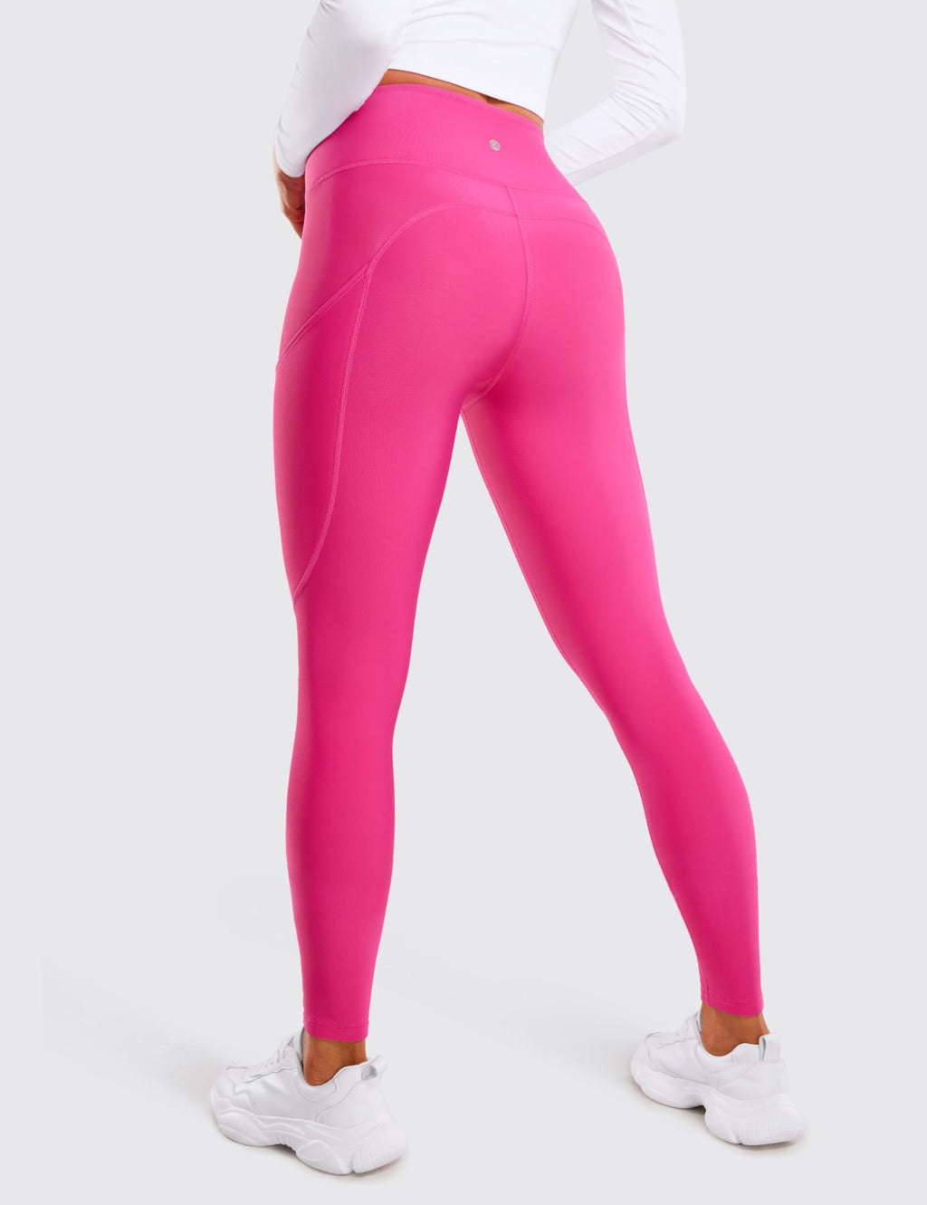 CRZ YOGA Fleece Lined Leggings Pockets 28'' - Thermal Casual Lounge Workout Womens Yoga Full Length Pants Winter Warm