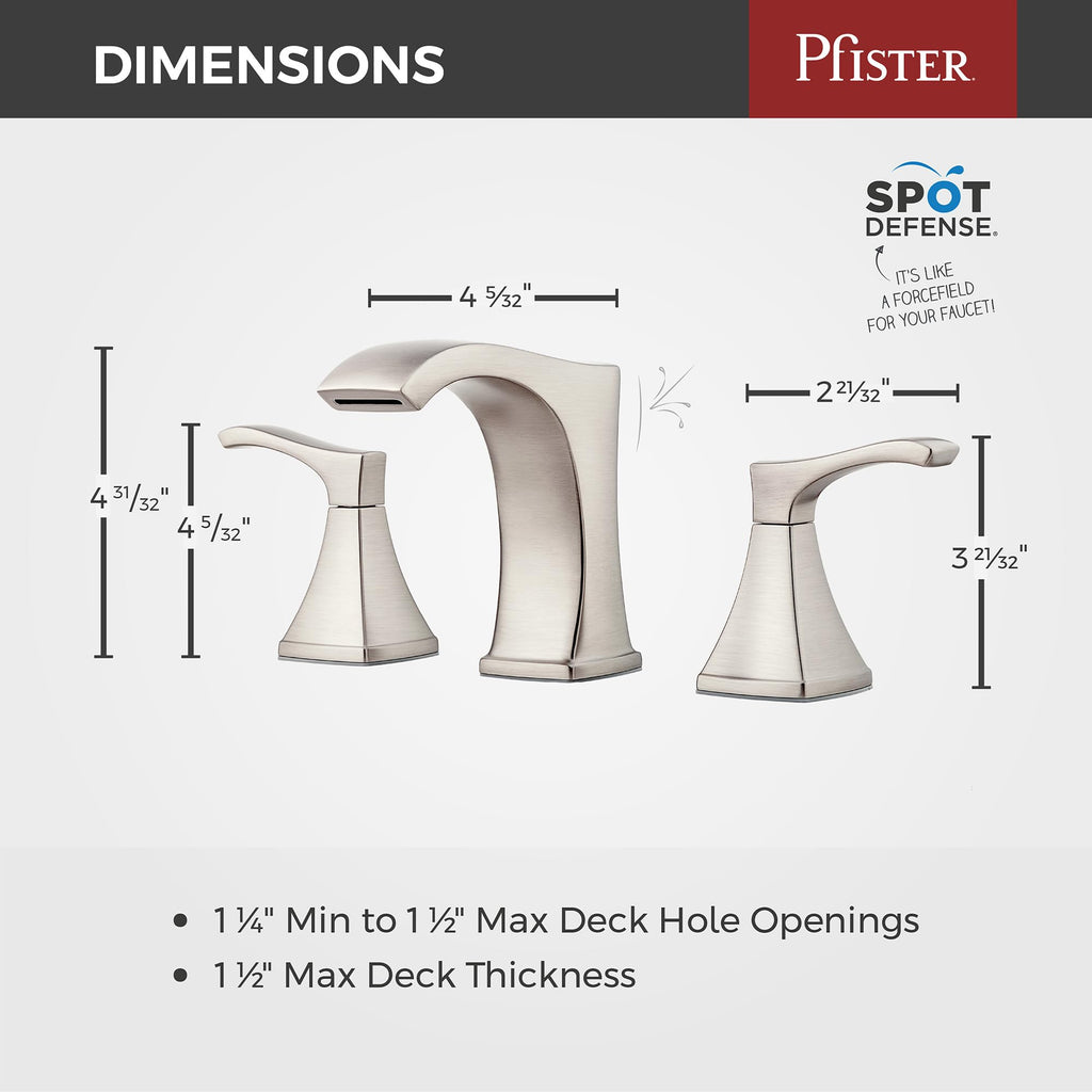 Pfister Venturi Bathroom Sink Faucet, 8-Inch Widespread, 2-Handle, 3-Hole, Brushed Gold Finish, LF049VNBG
