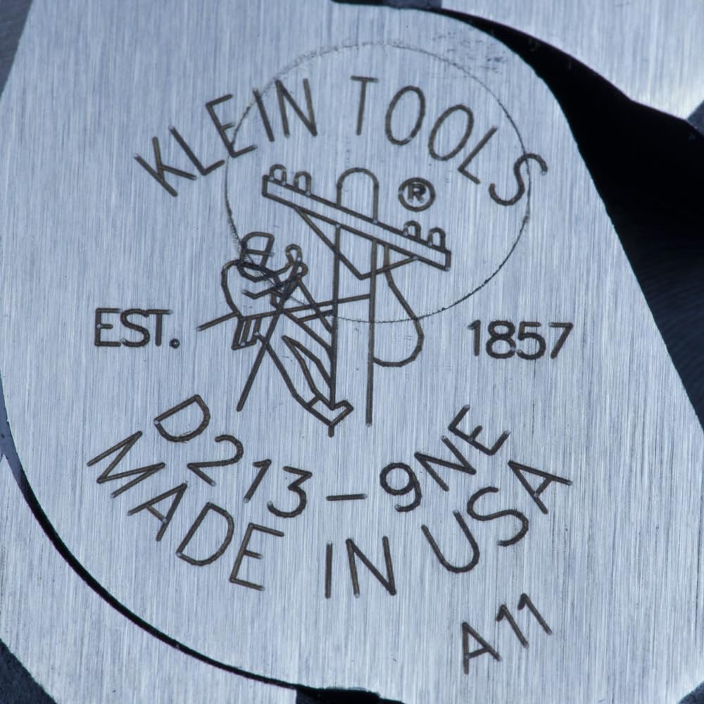 Klein Tools D213-9NETH Lineman's Bolt-Thread Holding Pliers, High-Leverage Streamline Design with Rounded Nose and Knurled Jaw, 9-Inch