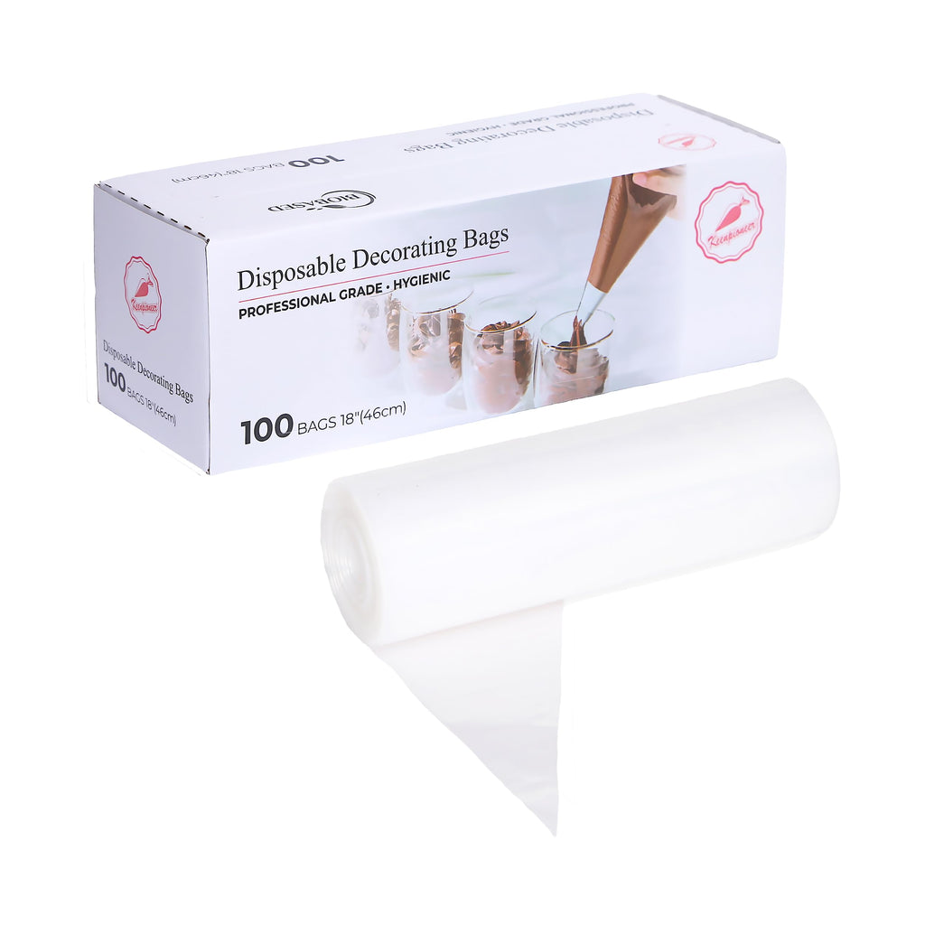 Keenpioneer 18-Inch Piping Bags, Large Capacity, Biobased Disposable Cake Decorating Pastry Bag - Pack of 100