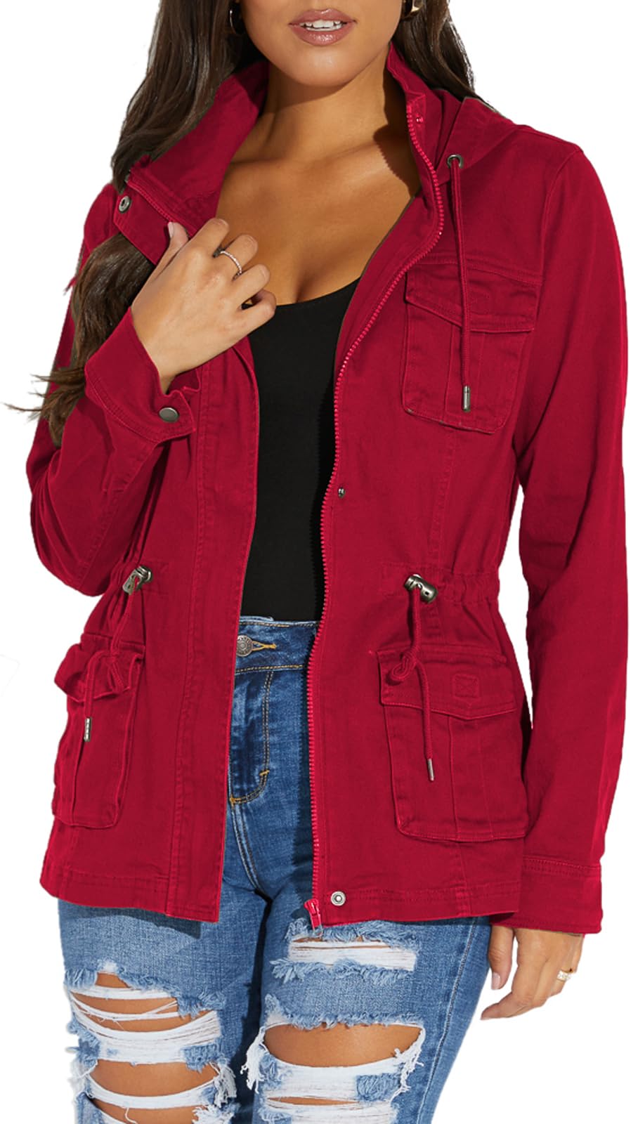 sexycherry Jackets for Women Casual Long Sleeve Lightweight Coats Full Zip Up with Lining Pockets