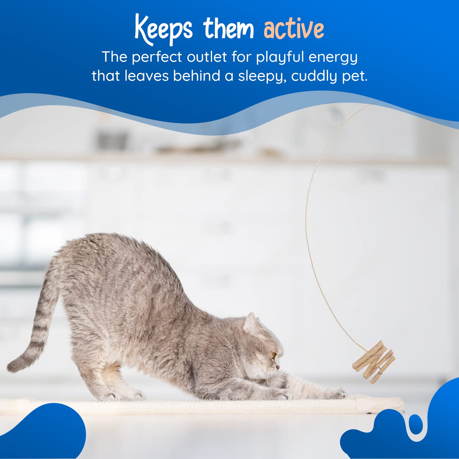 Cat Dancer Interactive Cat Toy - Fun and Fitness for Your Furry Friend - Engaging Paper Roll Attached with 30 Inches Flexible Spring Steel Wire for Playful Cats – 3 Pack