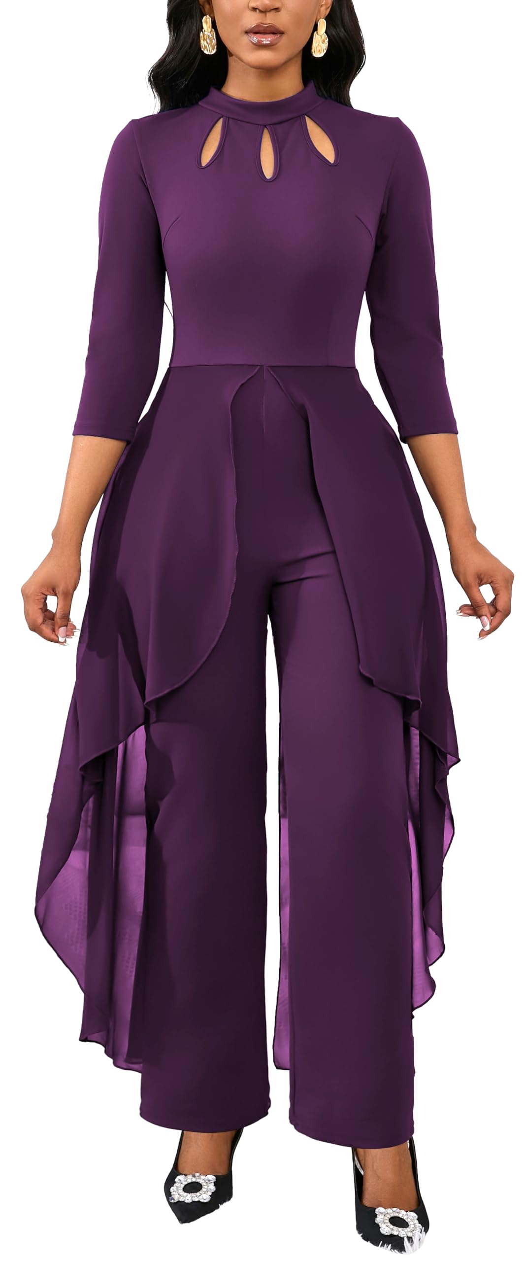 Jumpsuits for Women Dressy Hight Waist One Piece Casual Straight Long Pants Wide Leg Pants Elegant Jumpsuit Romper