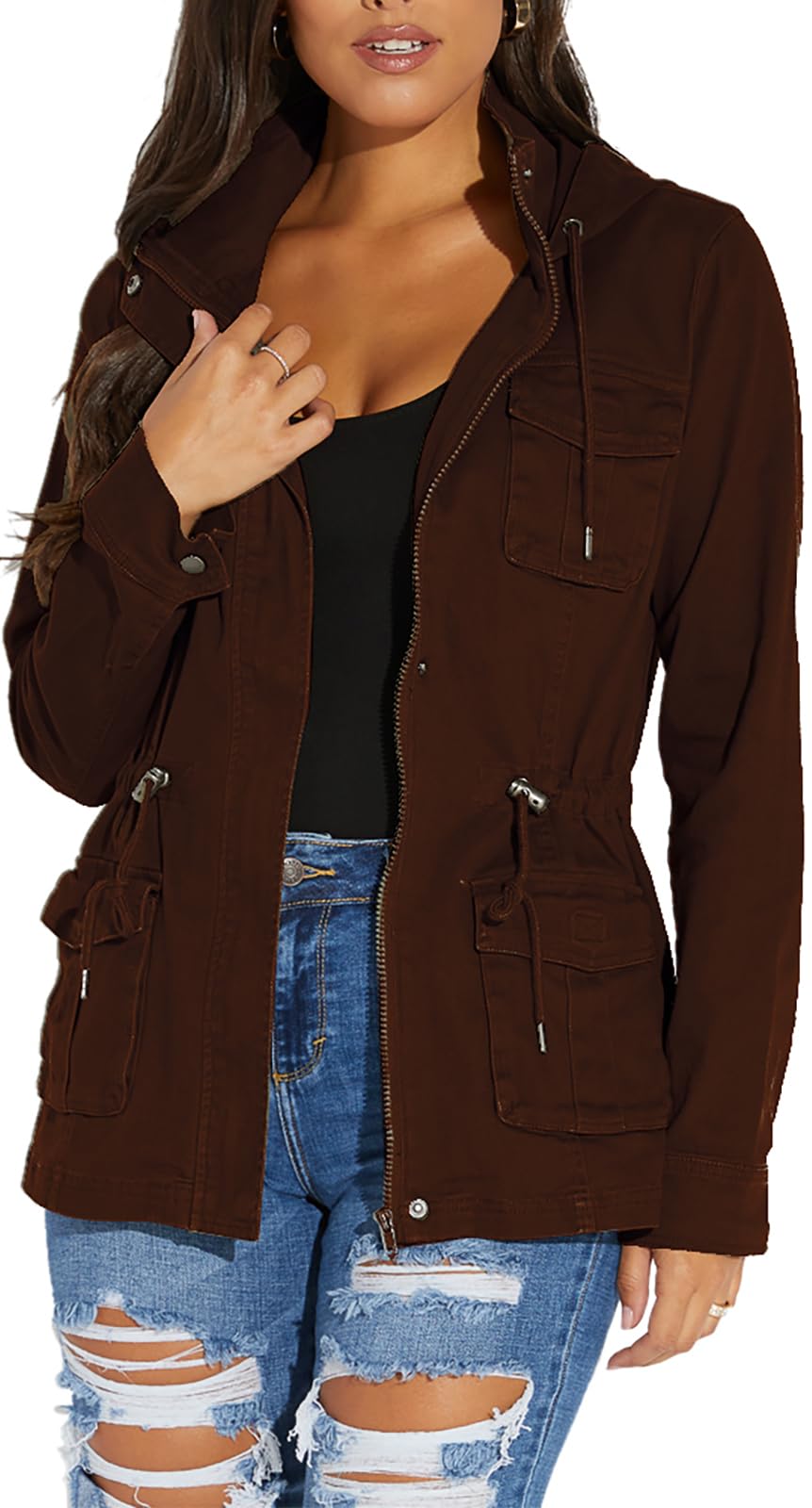 sexycherry Jackets for Women Casual Long Sleeve Lightweight Coats Full Zip Up with Lining Pockets