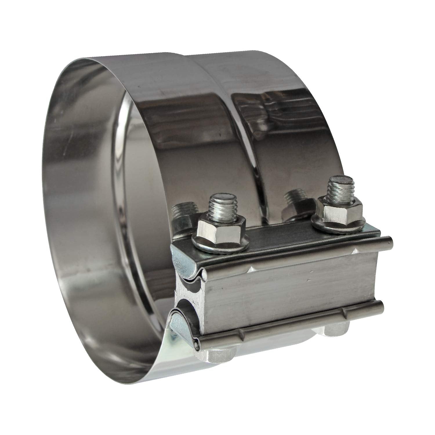 Exhaust Clamps Band Clamp 2.5" Lap Joint - Stainless Steel Lap Joint Exhaust Band Clamp with 1 Block 2Pcs for 2.5" Od to 2.5" Id Exhaust Pipe, Muffler, Elbow and Exhaust Tubing Connection(2 Pack)
