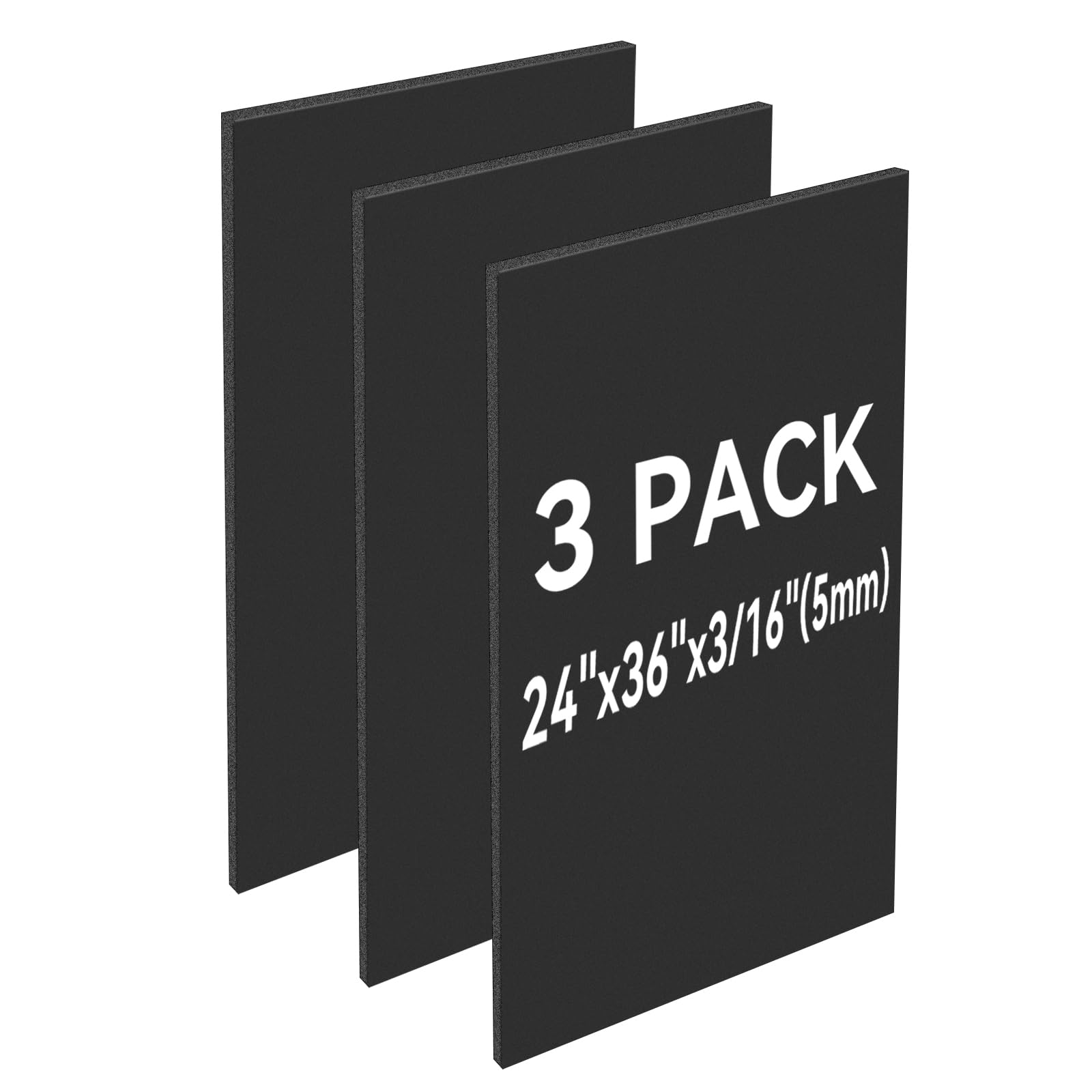 12 Pack Black Foam Board 24"x36", 3/16" Thick Foam Core Board for Projects, Black Poster Board for Painting, Displaying, and Craft Projects