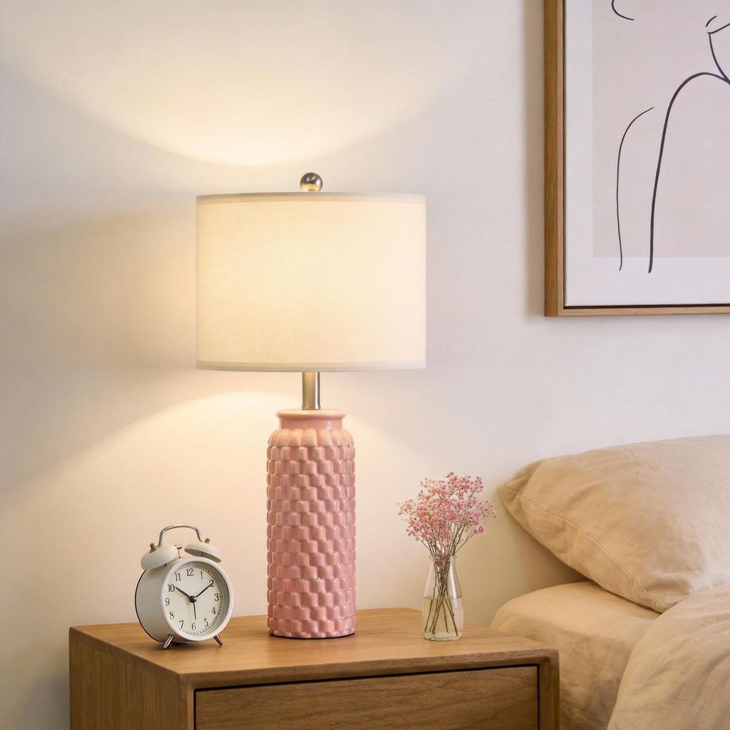 USumkky 20.5" Gold Modern Ceramic Bedside Lamp Set of 2 for Bedroom Decor Farmhouse Table Lamp for Living Room Office Dorm