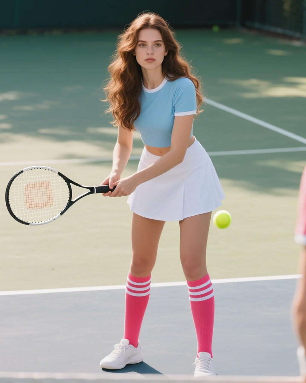 Century Star Knee High Striped Socks for Women - Long Thin Tube Sports Thigh High Socks Tall Stockings