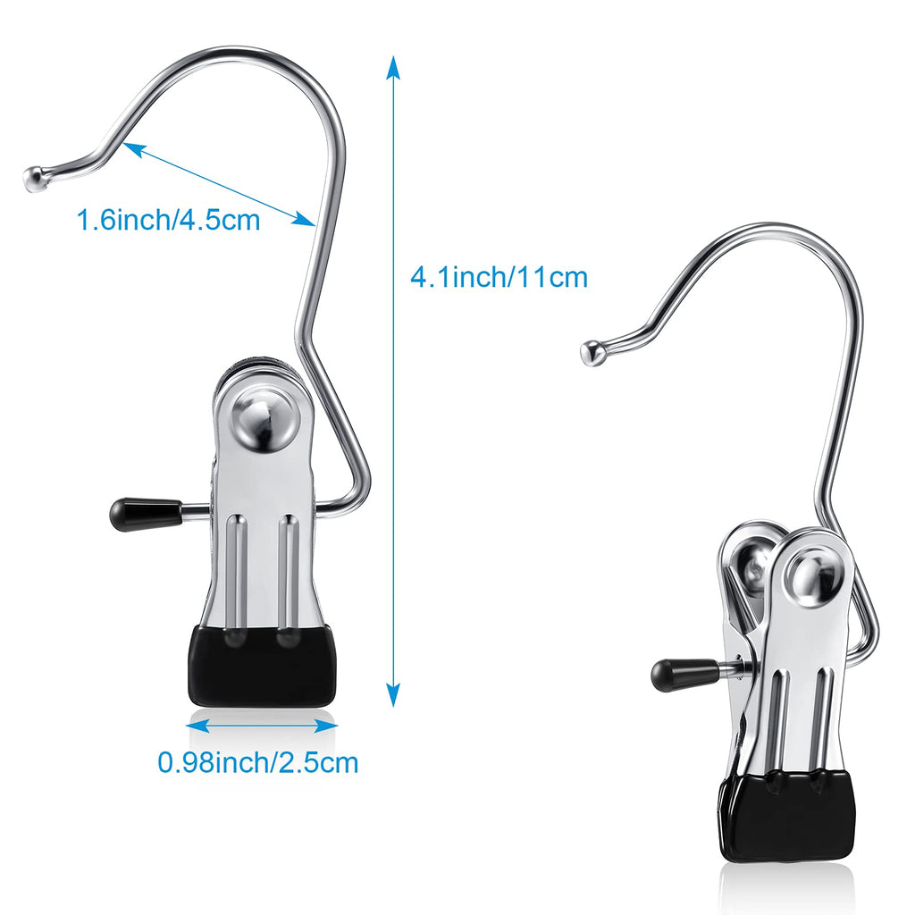 Hotop 20 Pieces Boot Hanger Clips for Closet, Laundry Hanging Hooks Heavy Duty Clips Boot Holder Portable Single Hooks Space Saving for Pants Jeans Clothes Hats Tall Towels (Black)