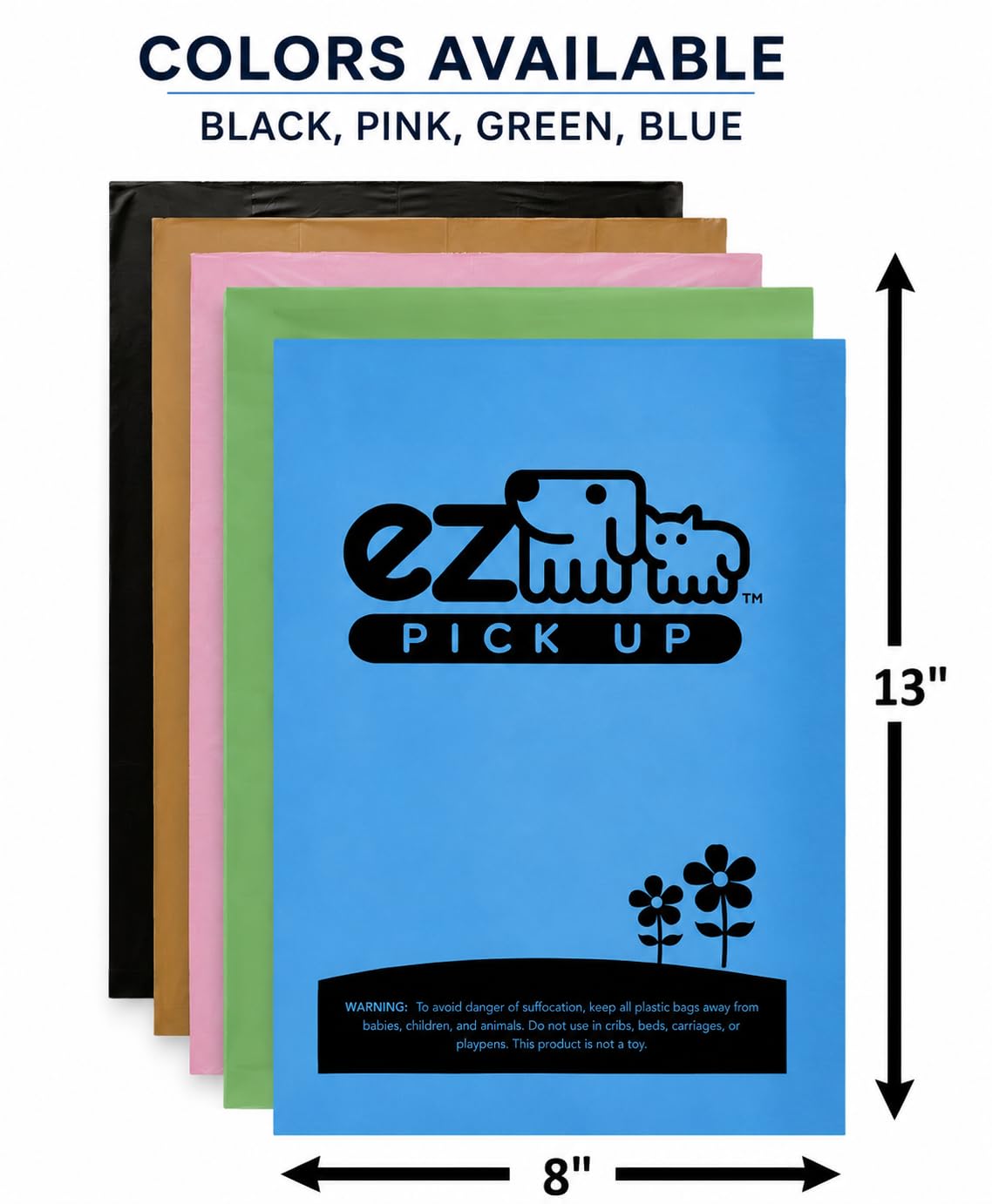 1000 Pet Waste Disposal Dog Poop Bags, EZ Pick Up Bag, Pink (single roll), 9"x12" Large