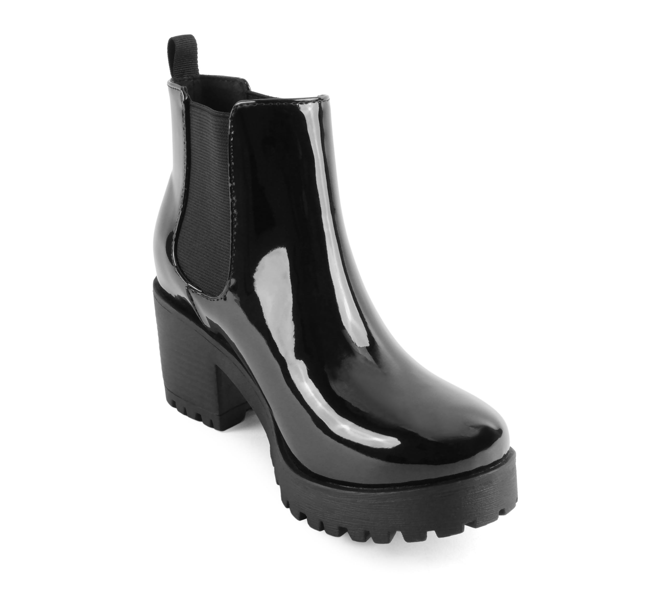 Soda Top Shoes Jaber Ankle Boot W Lug Sole Elastic Gore and Chunky Heel