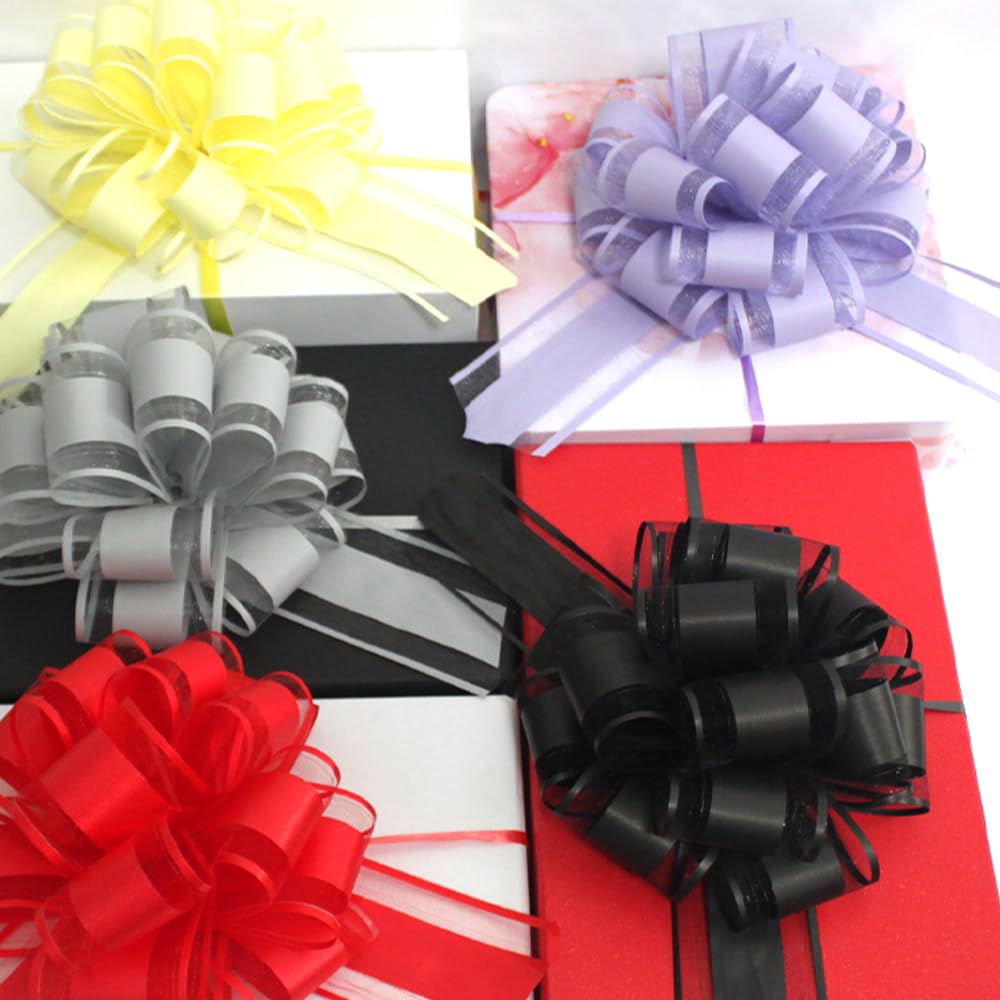 6 PCS Large Pull Bows,Bow for Gift Wrapping,6 inches,Christmas Party Birthday Gift Wedding Ribbon Bows for Wrapping Boxes or Flower Decorations, Valentine's Day Gift Decorations