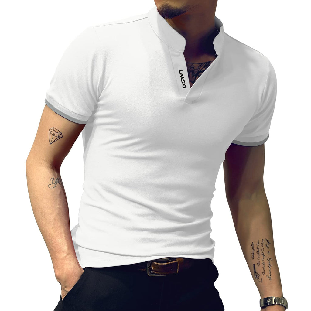 LOGEEYAR Mens Fashion Polo Henley Shirts Short/Long Sleeve Casual T-Shirts Slim Fit Cotton Polo Shirts for Men