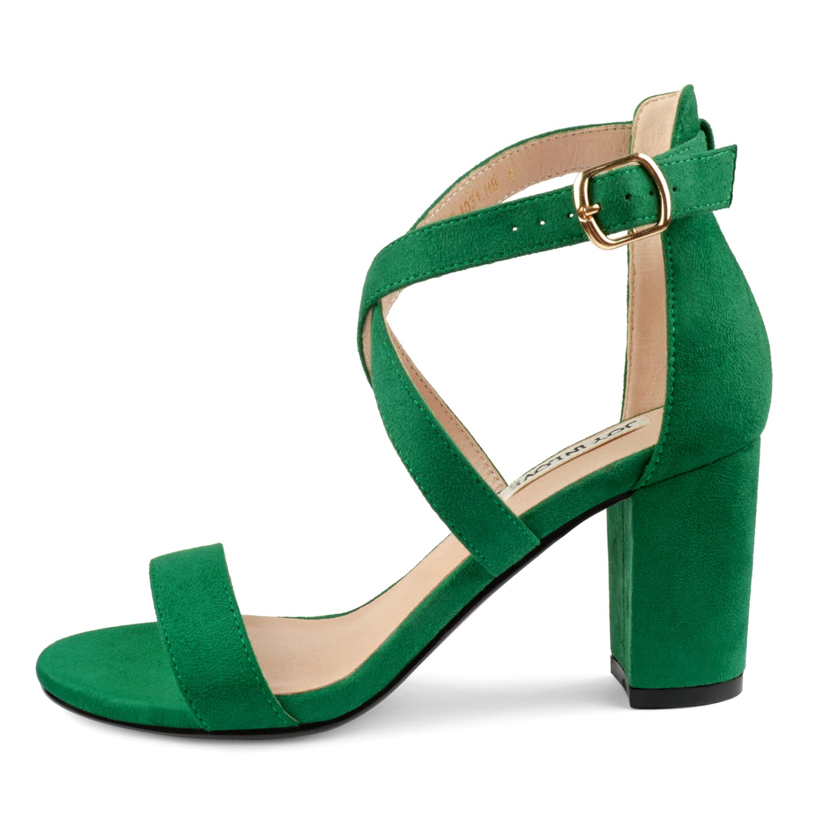 JOY IN LOVE Women's Chunky Block Heels 3 Inch Ankle Strap Low Heel Sandals