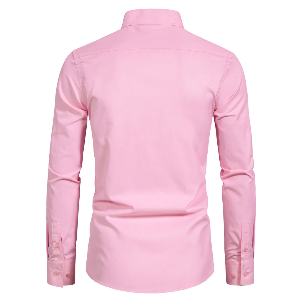 Men’s Banded Collar(Mandarin Collar) Long Sleeve Casual Solid Fancy Dress Shirts