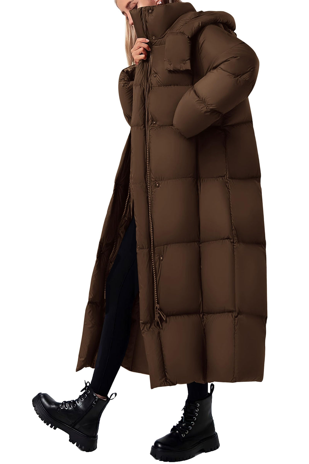 PRETTYGARDEN Women's Winter Long Puffer Coats Hooded Zip Up Casual Thickened Down Jackets Trendy Warm Clothes Outerwear